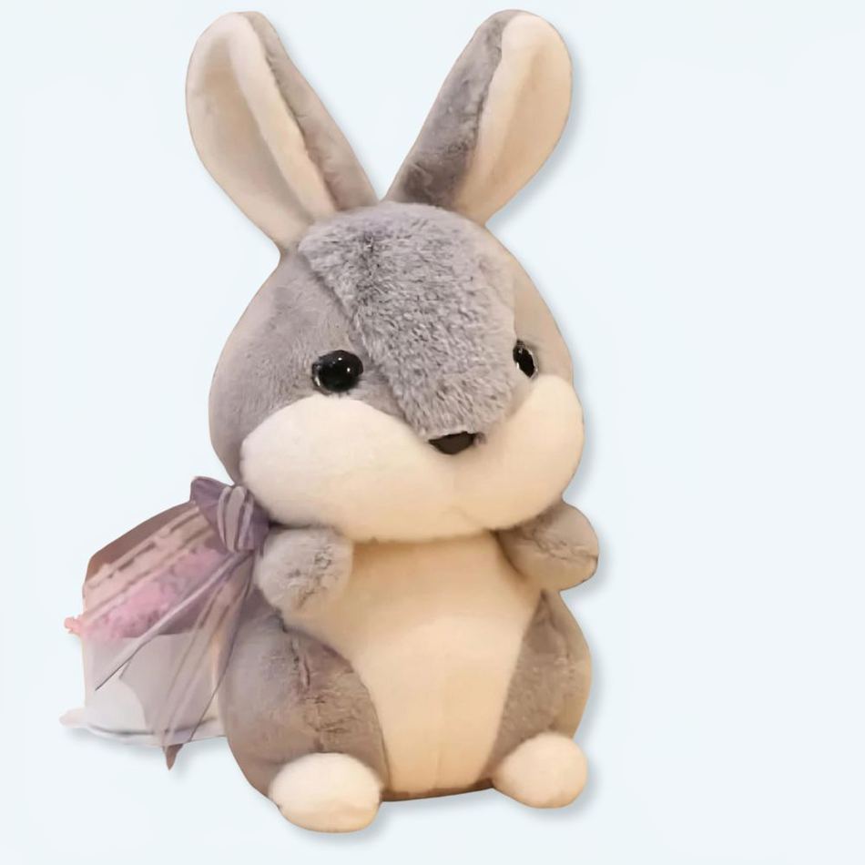 柔らかい灰色のウサギ/野ウサギのぬいぐるみ、子供用、30cm、抱きしめたくなる、La Compagnie de la Peluche製