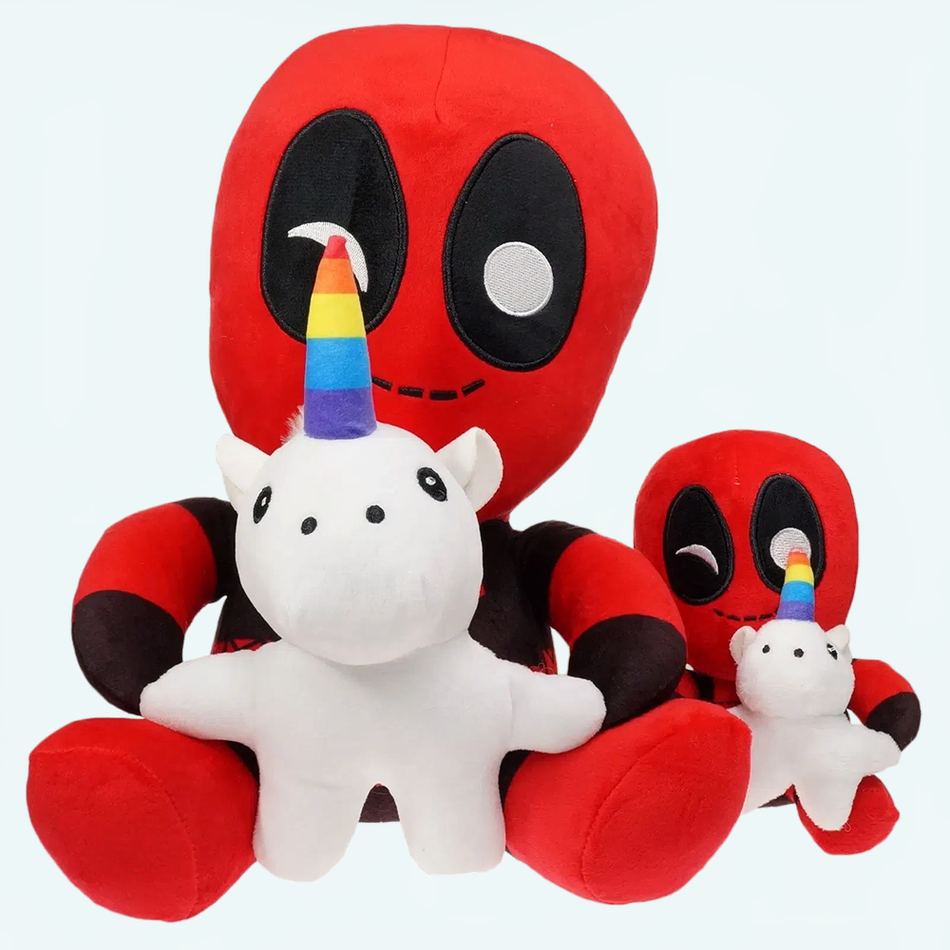 柔らかくて抱きしめたくなる、カラフルな、楽しいデッドプールのユニコーンぬいぐるみ、30cm、The Plush Company