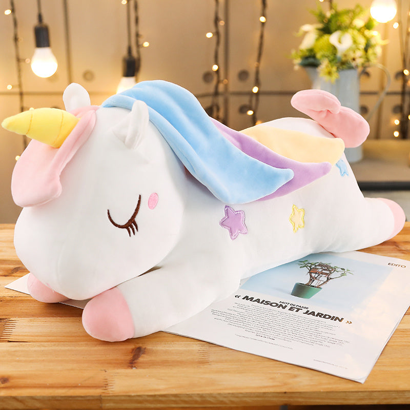 巨大で柔らかい魔法のレインボーユニコーンぬいぐるみ、白 / 100cm The Plush Company