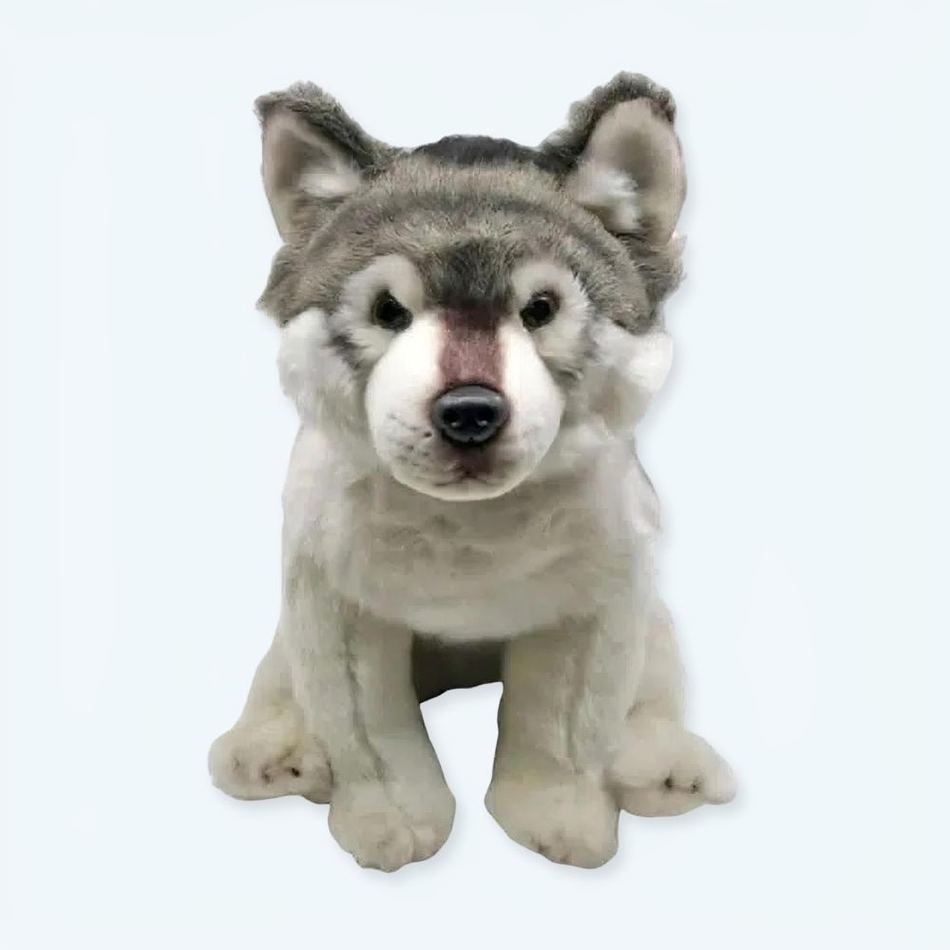 冬のお子様にぴったりの、柔らかくて抱きしめたくなるグレーのオオカミのぬいぐるみ - The Plush Company