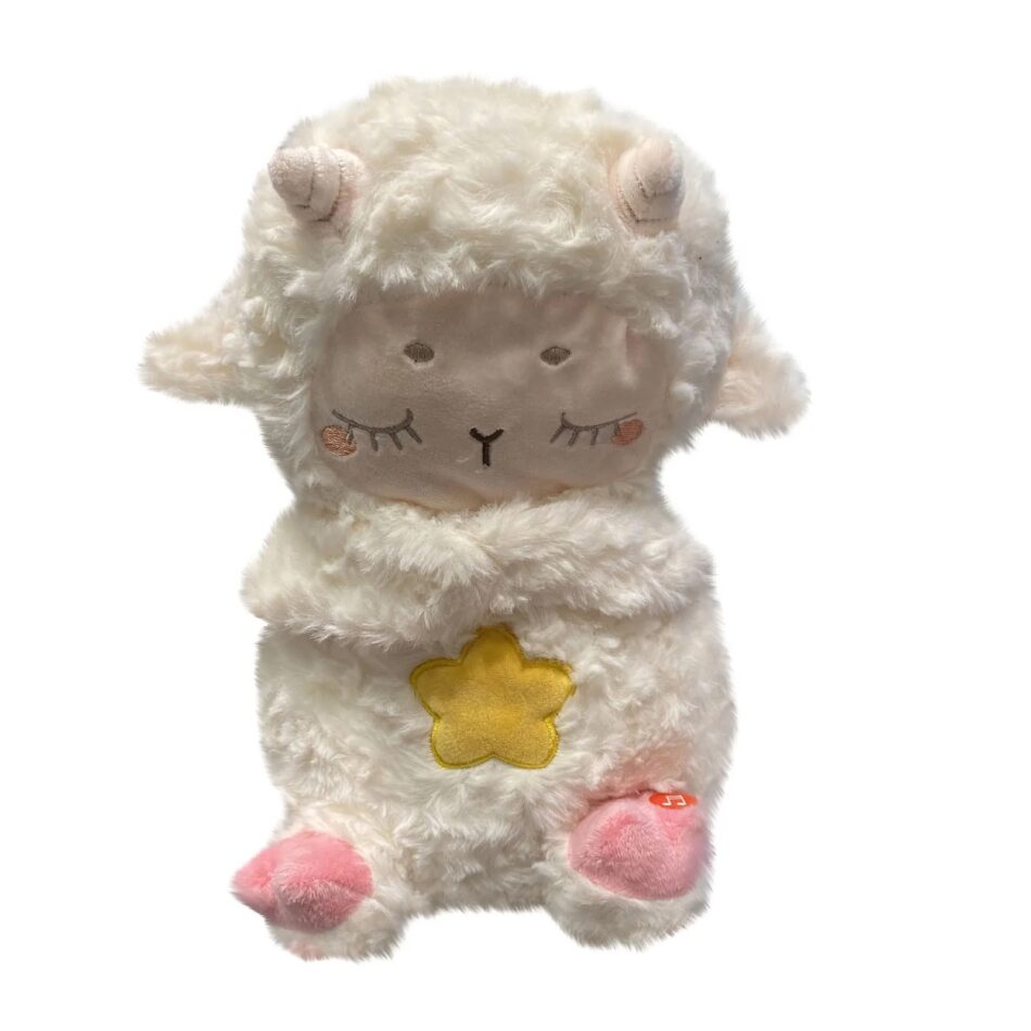 柔らかい羊のぬいぐるみ、子供の睡眠のための心地よい子守唄、白、The Plush Company