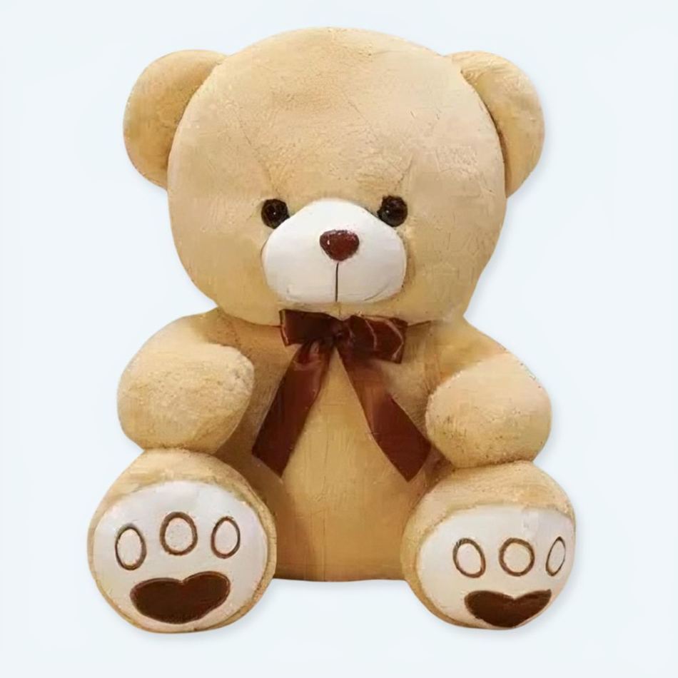 暖かく抱きしめられる、柔らかくて抱きしめやすいベージュのテディベア、35cm、The Plush Company