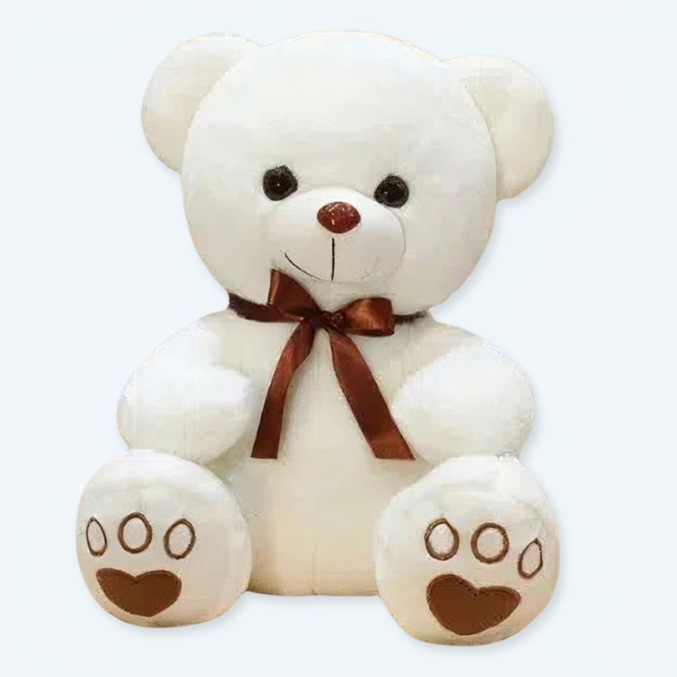 柔らかい白いテディベアのぬいぐるみ、冬の抱擁のお供、35cm、The Plush Company