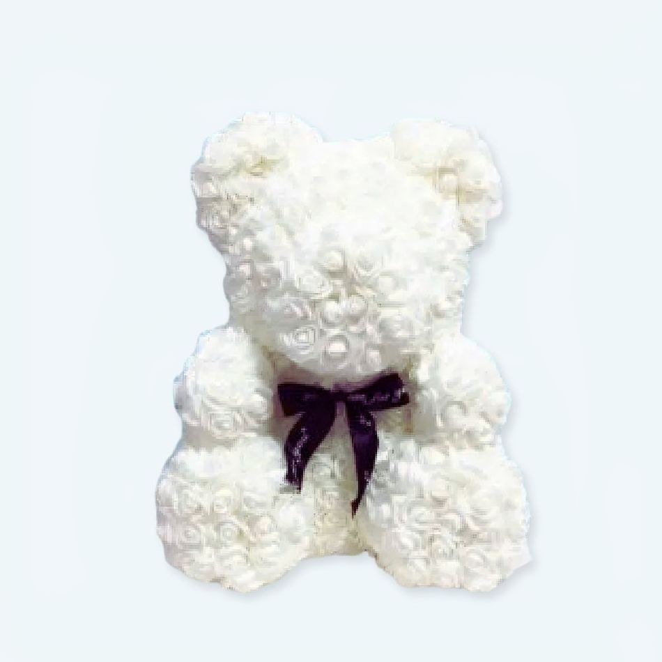 柔らかい白い花のテディベア、抱きしめたくなるようなナチュラルな装飾、40cm、The Plush Company