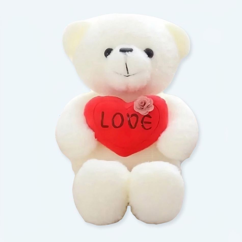 柔らかい白いテディベアのぬいぐるみ、抱きしめたくなるような、ロマンチックなギフト、40cm、The Plush Company