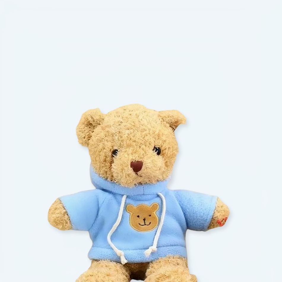 柔らかいテディベアのぬいぐるみ、青いセーター、かわいい冬の子供用、The Plush Company