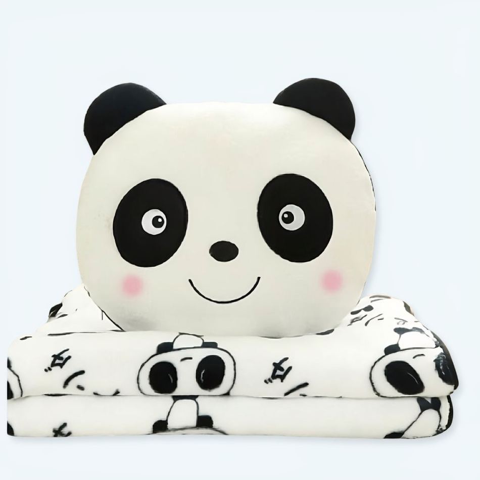 柔らかくて幸せそうなパンダのぬいぐるみと心地よいブランケット。The Plush Company