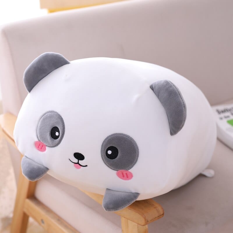 ピンクのほっぺたがついたスクイッシュマロパンダのぬいぐるみ、20cm