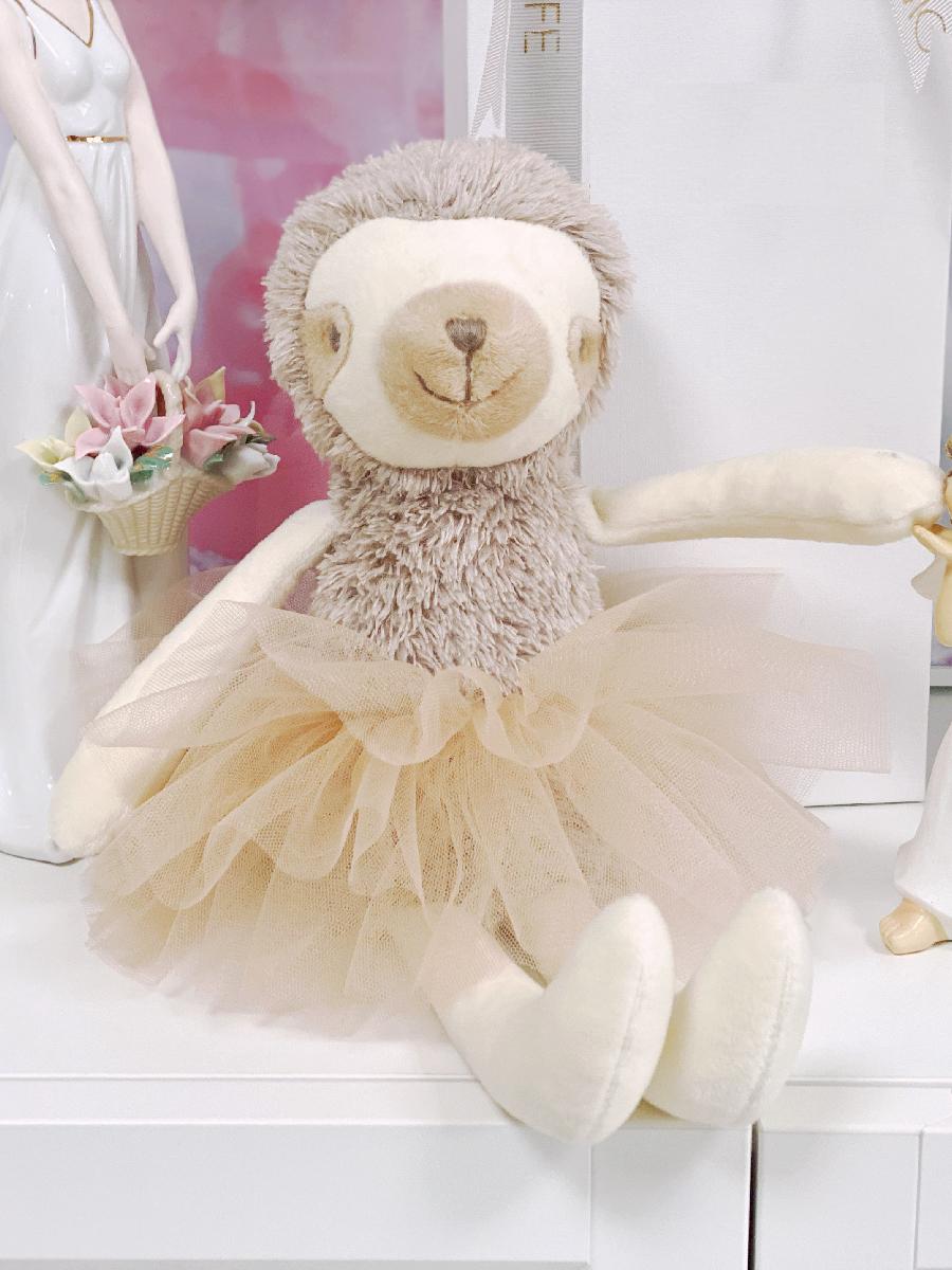 子供部屋用の柔らかいベージュのナマケモノのぬいぐるみ、白、The Plush Company