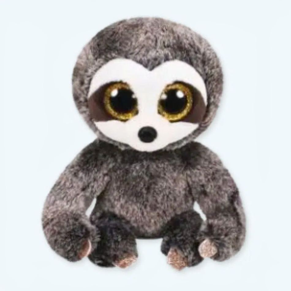 柔らかく光る目が付いた、お子様向けのかわいいナマケモノのぬいぐるみ。The Plush Company