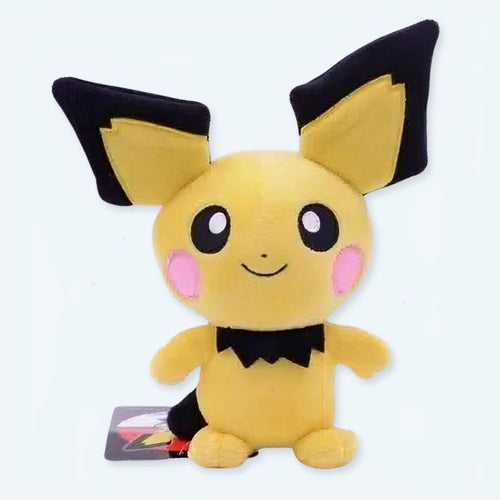 La Compagnie de la Peluche のかわいい黄色のピチューぬいぐるみポケモン。抱きしめたくなる柔らかい子供用おもちゃです。