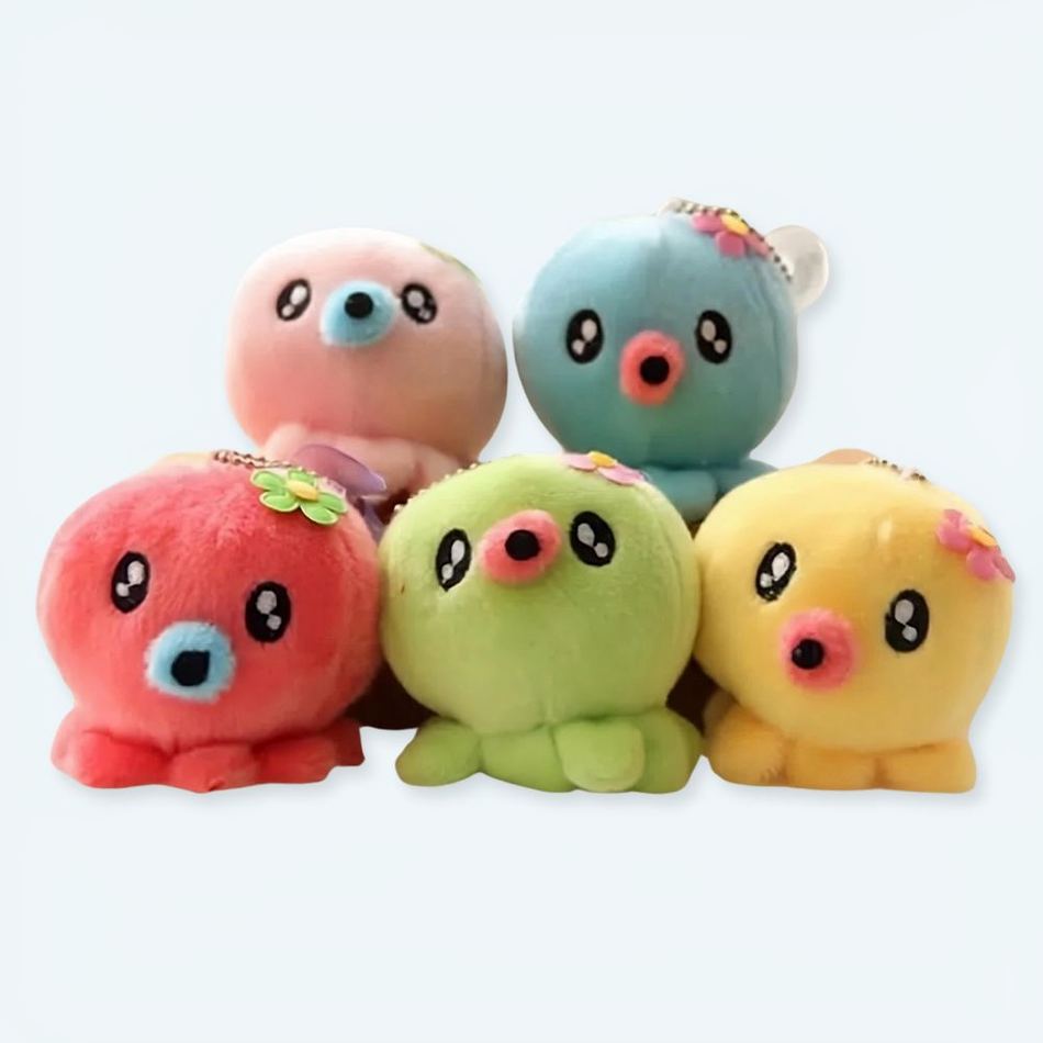 青いタコのぬいぐるみキーホルダー、かわいいソフトマリンスタイル、The Plush Company