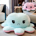 リバーシブル巨大タコぬいぐるみ - ハッピー/サッドムード - ブルー - The Plush Company