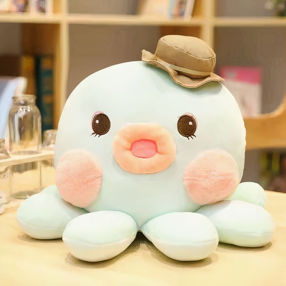 かわいい柔らかい綿の抱きしめたくなるタコのぬいぐるみ、海の色、20cm / ブルー、The Plush Company