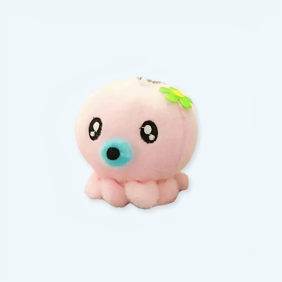 La Compagnie de la Pelucheのキュートなソフトピンクのタコのぬいぐるみキーチェーン