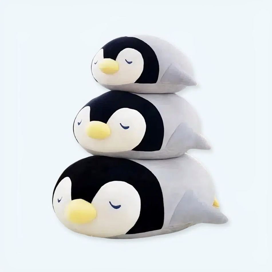 柔らかくて眠そうな子供用ペンギンのぬいぐるみ。冬の抱擁に最適。36cm。The Plush Company
