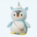 ユニコーンコスチュームのマジカルペンギンぬいぐるみ、ソフトブルー、40cm、The Plush Company