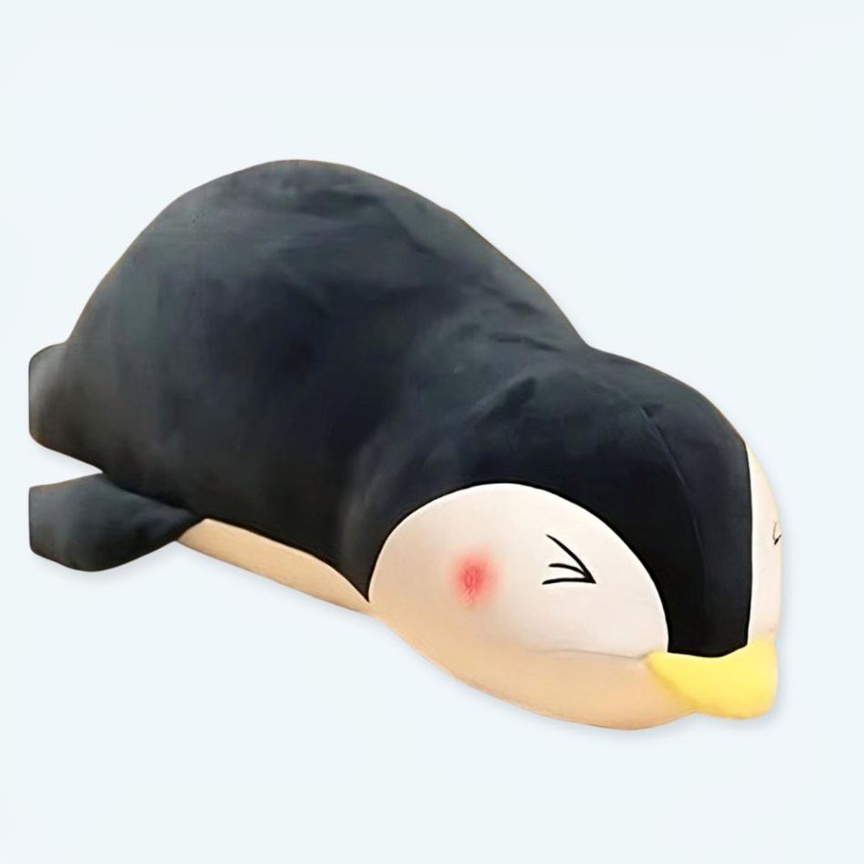 冬に抱きしめたい、柔らかい黒のフリース製ペンギンのぬいぐるみ、30cm、The Plush Company
