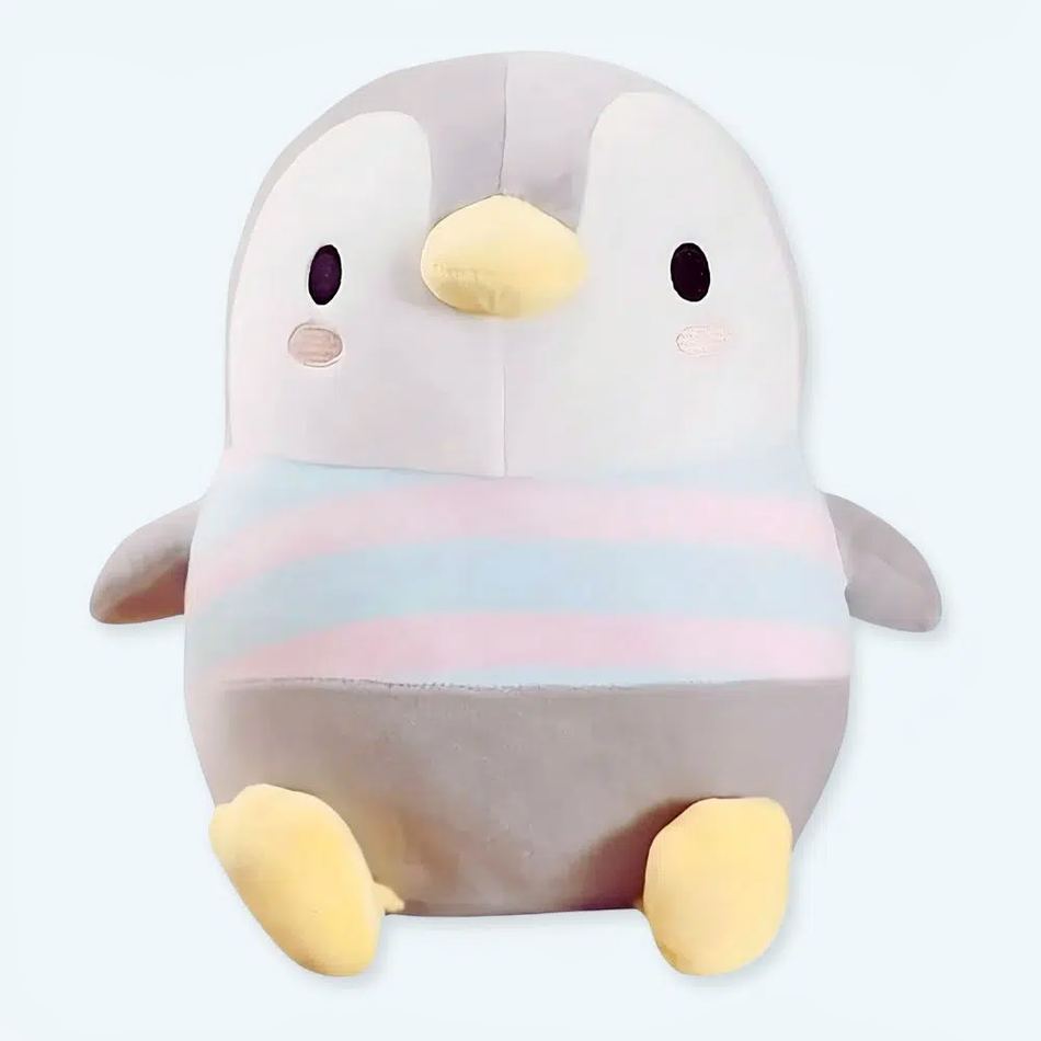 冬に抱きしめたい、柔らかい白黒ペンギンのぬいぐるみ、30cm、La Compagnie de la Peluche製