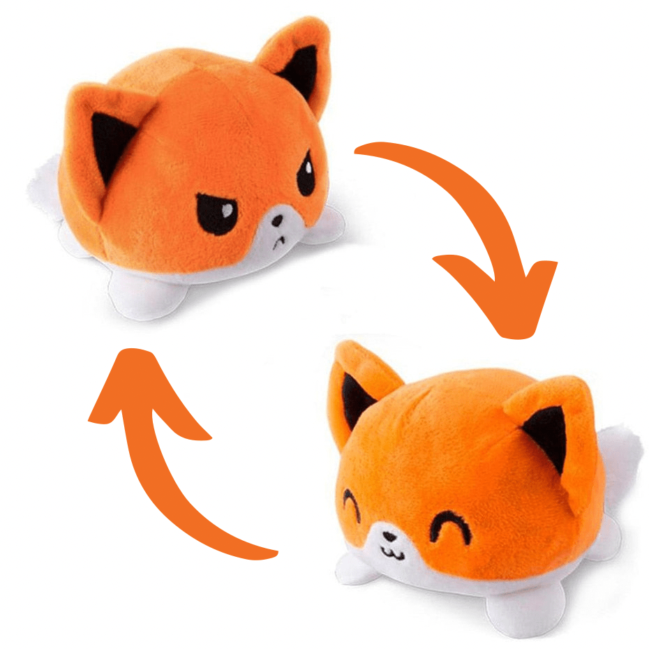 リバーシブルぬいぐるみキツネ、オレンジ/オレンジ