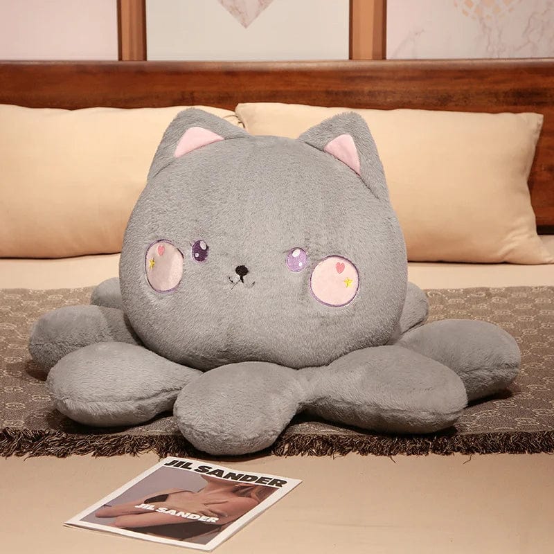 リバーシブルグレー猫ぬいぐるみ90cm