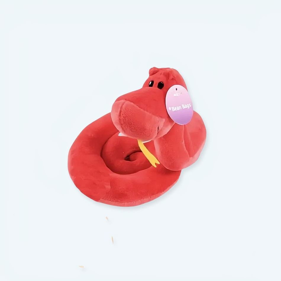 柔らかくて抱き心地の良い赤いヘビのぬいぐるみ（60cm、音付き、子供用）。The Plush Company