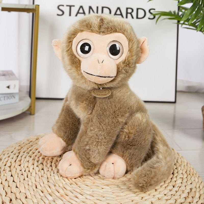おしゃべりで表情豊かなサルのぬいぐるみ、17cm / ライトブラウン