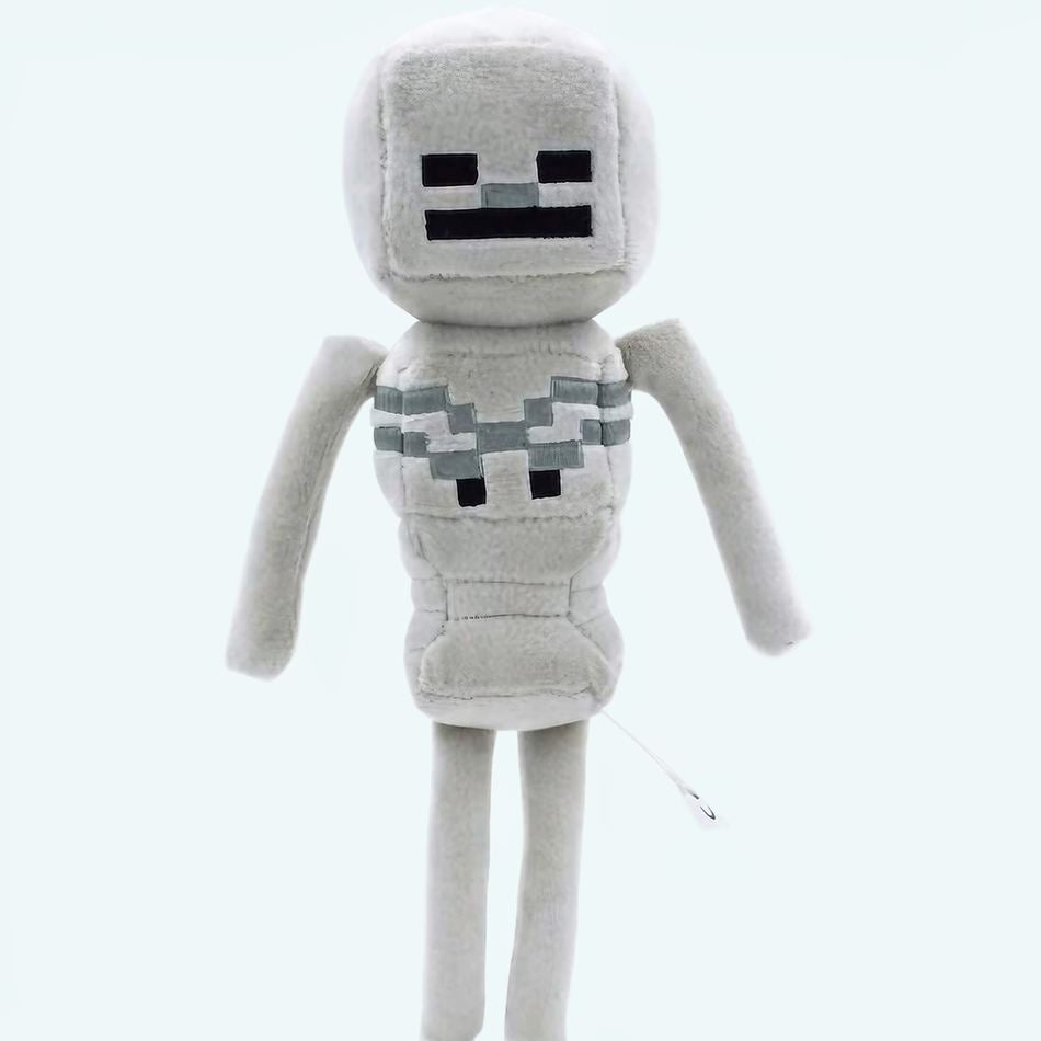 お子様のゲームルームにぴったりの、柔らかいマインクラフトのスケルトンぬいぐるみ - The Plush Company