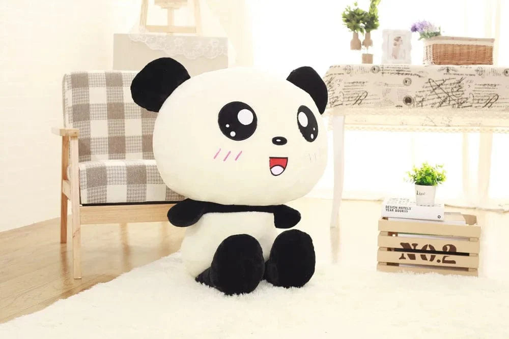 大きな笑顔のパンダのスクイシュマロぬいぐるみ 70cm