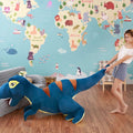 お子様向けの巨大で柔らかいT-Rexのぬいぐるみ、抱きしめたくなる恐竜、160cm / ブルー。The Plush Company