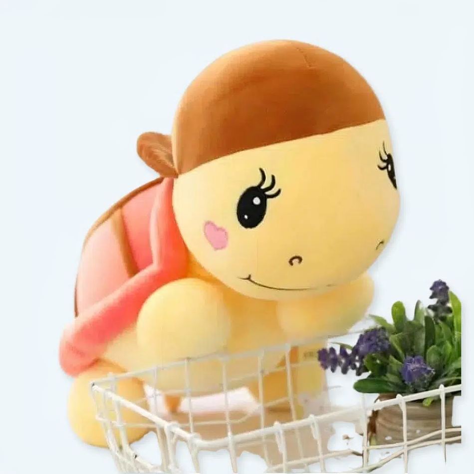 かわいいピンクのカメのぬいぐるみ、面白い帽子付き、25cm、The Plush Company