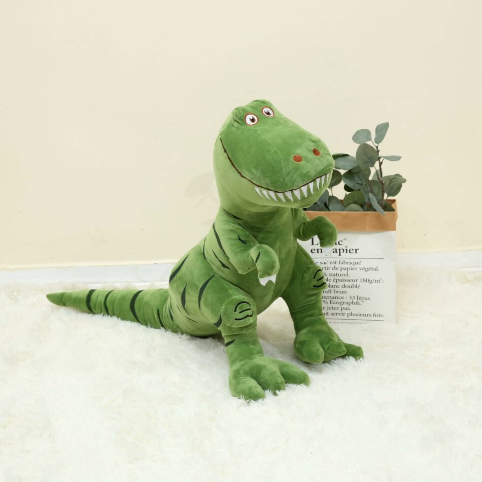 柔らかい緑色のティラノサウルス・レックスのぬいぐるみ、子供用、ジュラシックテーマ、楽しい、40cm、The Plush Company