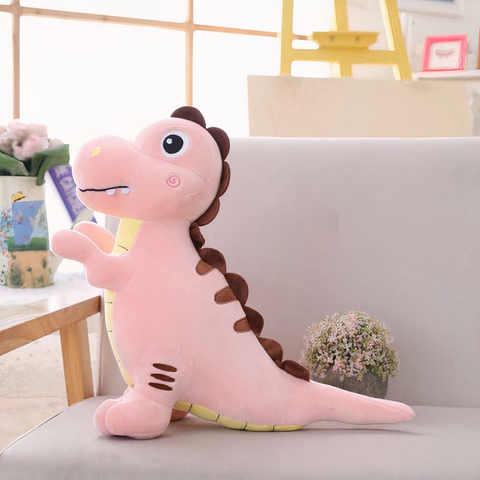 柔らかいピンクのティラノサウルス・レックスのぬいぐるみ、子供用、ジュラ紀の恐竜、40cm、The Plush Company