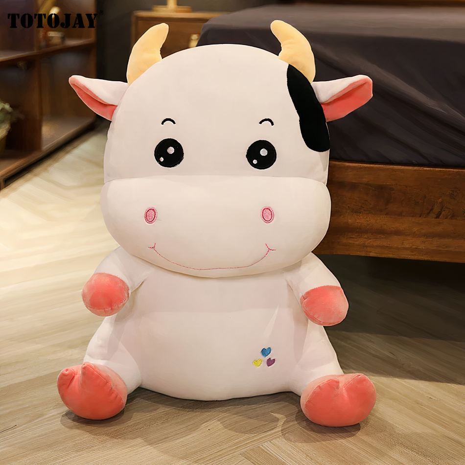 柔らかいぬいぐるみの牛、子供用、かわいい農場のおもちゃ、45cm / ホワイト、The Plush Company