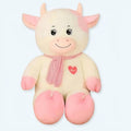 巨大で柔らかい白とピンクの、子供用のかわいい牛のぬいぐるみ - The Plush Company
