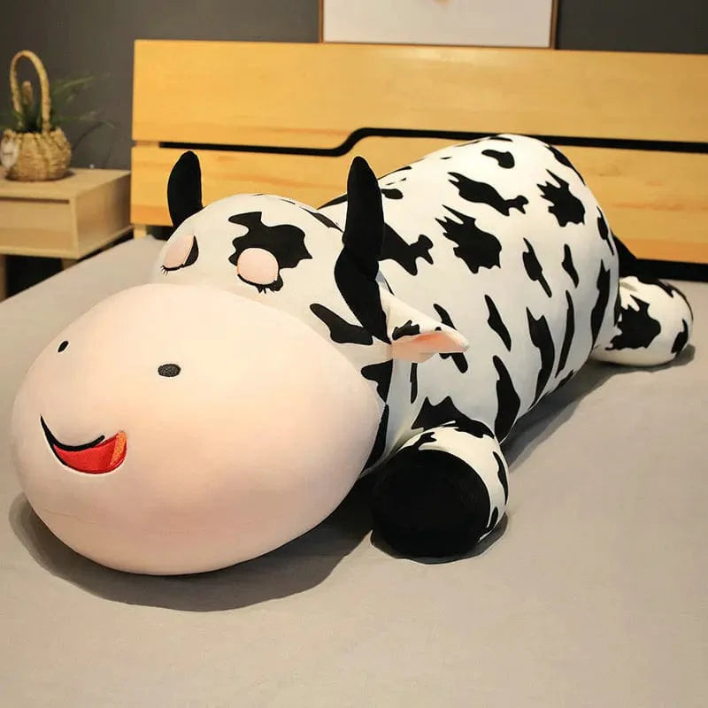 巨大な白黒の牛のぬいぐるみ、80cm